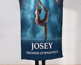 Custom Gymnastics Blanket Personalized Photo Team Gift for Gymnast Competition Acro Dance Gymnastic Unique Throw Sherpa Blanket for TeensG3
