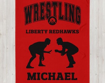 Personalized Wrestling School Blanket End of Year Senior Night Keepsake Coach Gift Ideas Wrestler Son or Daughter W2