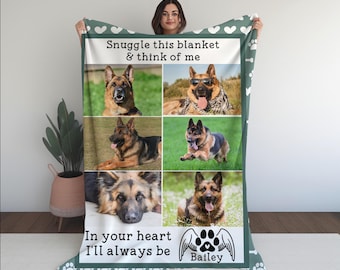 Personalized Custom Dog Photo Blanket Pet Memorial Loss Keepsake, Dog Mom Dad Memory Gift Blanket