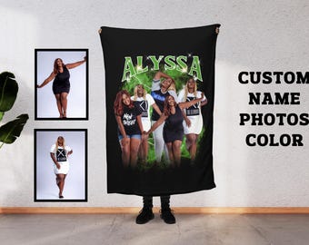 Custom Bootleg Rap Throw, Personalized Vintage 90s Blanket for Girlfriend or Boyfriend, Sports, Design Your Own Unique Bootleg Style B1