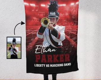 Custom Marching Band Photo Blanket, Senior Night, Orchestra, Trombone, Drum Major, Trumpet, Clarinet, Tuba, Violine and More  MB1