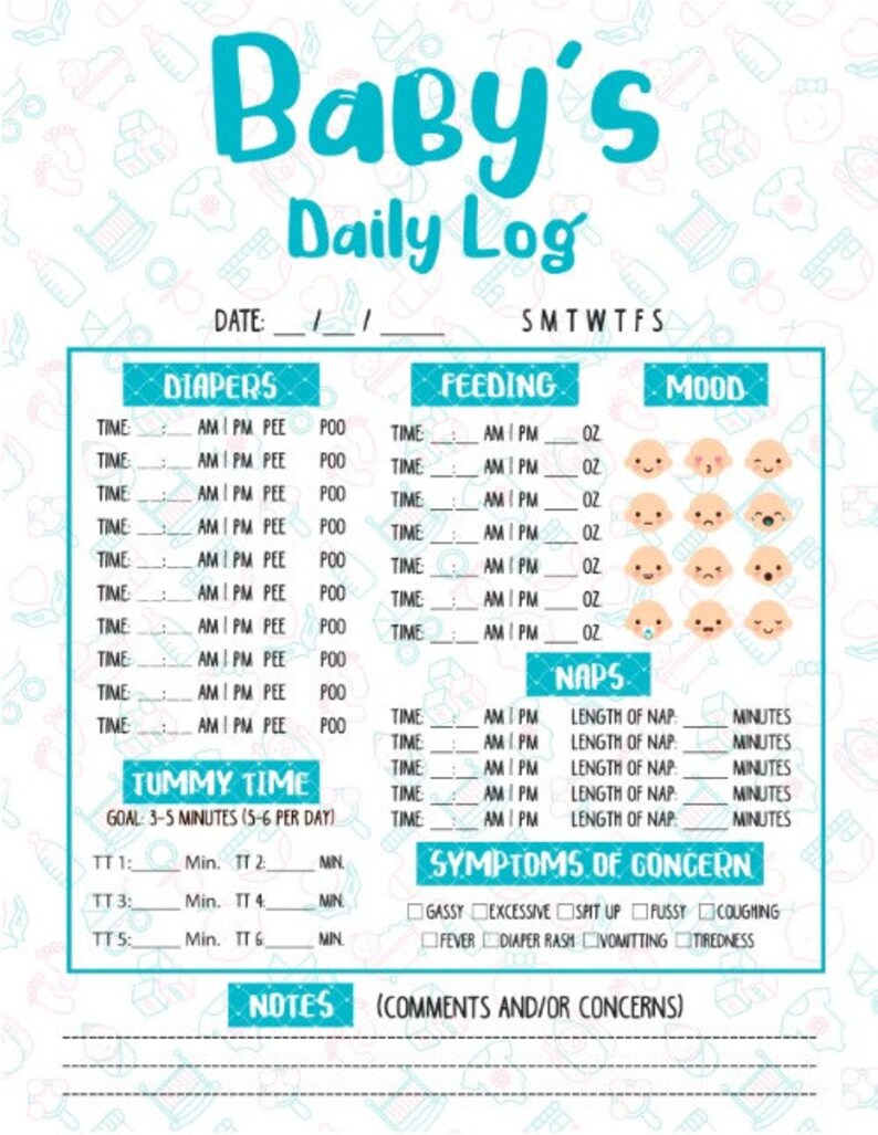 printable-nanny-log-daily-infant-care-routine-sheet-baby-etsy