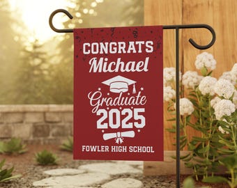 Personalized Graduation Yard Flag, Custom Class of 2025 Garden Flag, High School Sign for Seniors, Middle School Graduation Yard Decor GF2