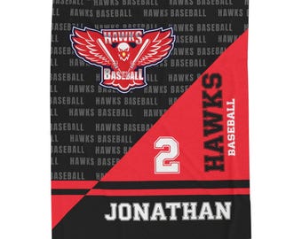 Custom Team Sport Blanket, Personalized Name, Throw Blanket, Baseball Gifts, Soccer, Baseball, Basketball  Team End of Year Keepsake B6