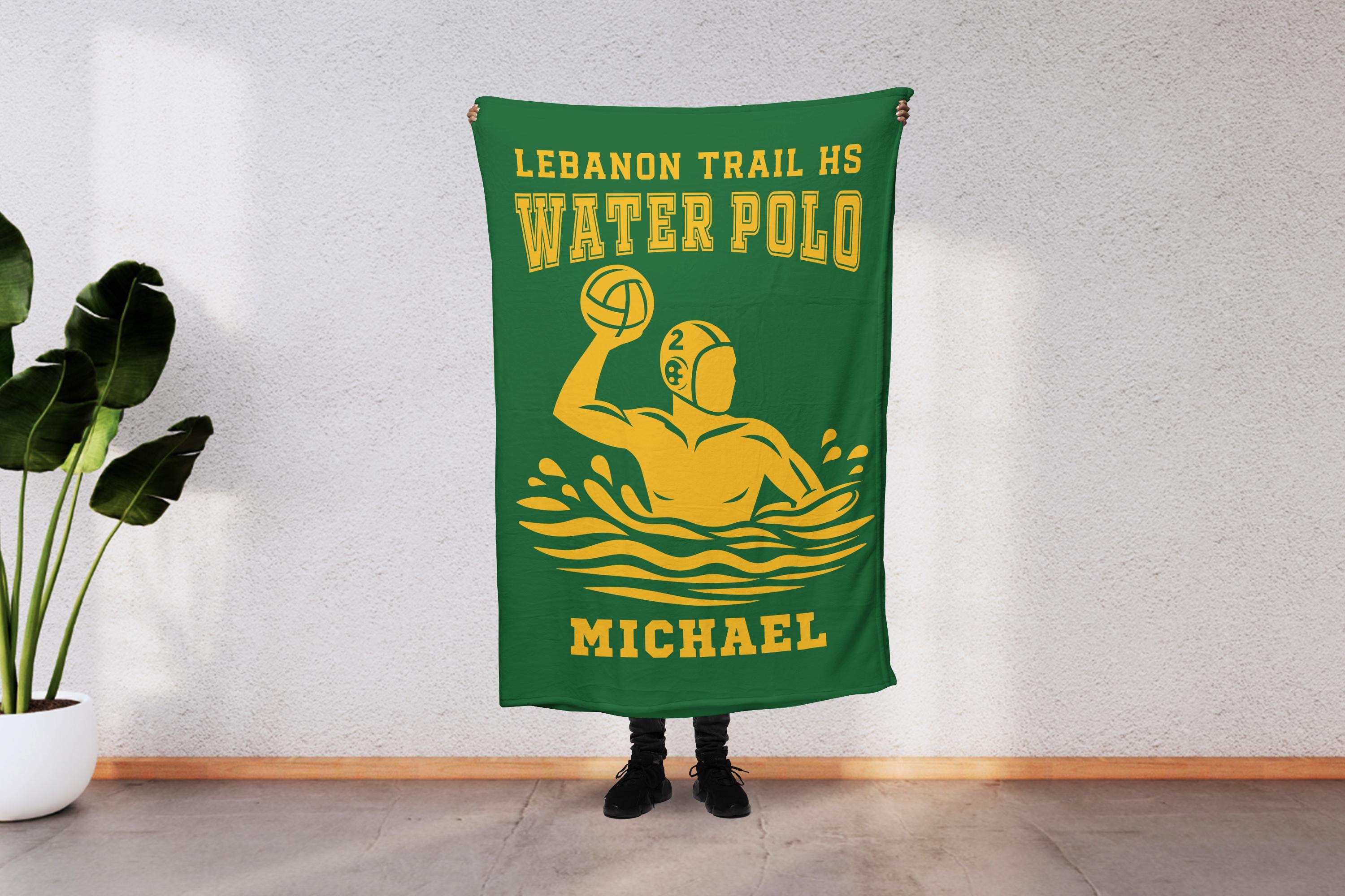 Custom Water Polo Personalized Name School Blanket End of Year Senior Keepsake Coach Gift Ideas Player Team Gift W1