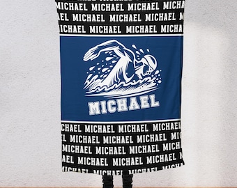 Custom Swim for Boys Personalized Team Blanket Repeating Name Swim Coach Senior Gift for Swim Team Swimmer Club Swimming Coaches SW5