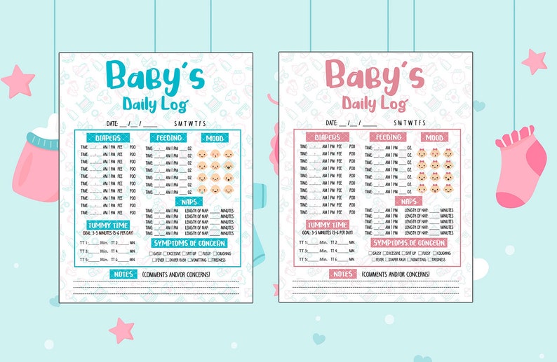 Printable Nanny Log Daily Infant Care Routine Sheet Baby Etsy
