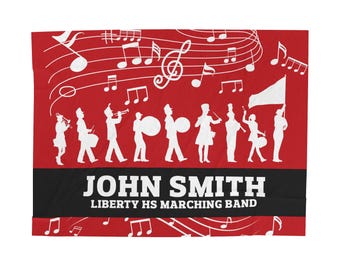 Custom Marching Band Music Blanket, Orchestra, Personalized Name, Color, School, Instrument, Trumpet, Clarinet, Tuba, Violine and More  S21