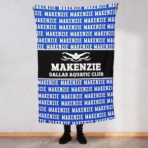Custom Personalized Swim Team Blanket Repeating Name Swim Coach Senior Gift for Swim Team Custom Text Swimmer Club Swimming Coaches SW4
