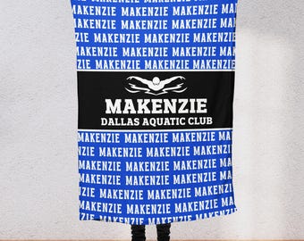 Custom Personalized Swim Team Blanket Repeating Name Swim Coach Senior Gift for Swim Team Custom Text Swimmer Club Swimming Coaches SW4