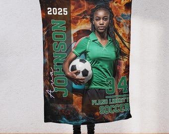 Custom Soccer Team Photo Blanket, Personalized Name, Team Name, Senior Night, Team Gift, Spirit Wear, Mom Dad Fan Gear SN1