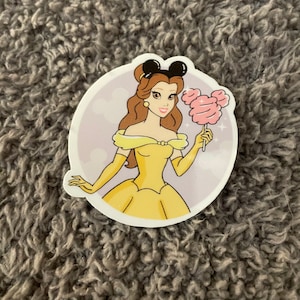 Belle waterproof sticker.  Beauty and the beast.  Disney.  Mickey