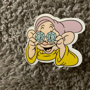 Dopey waterproof sticker.  Disney.  Snow White and the seven dwarfs.  Dopey. Snow White.