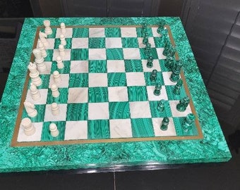 Malachite square chess set