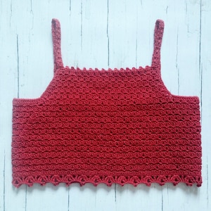 Red Casual Crop Top Crochet Pattern | Cropped Crochet Top Pattern | Beginner Crochet Top Pattern | Reversible Crop Top with Lace Pattern