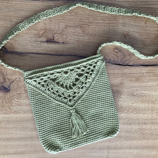 Olivia Crochet Bag | Crochet Boho Crossbody Bag Pattern | Crochet Purse Pattern with a Tassel | Intermediate Crochet Pattern