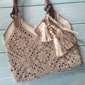 Patroon gehaakte draagtas | Draagtas van Squares Crochet Pattern | Haakpatroon bohotas