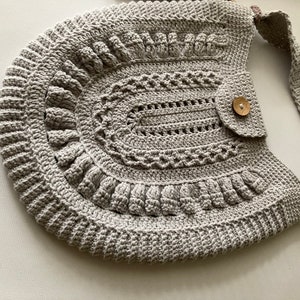 Reia Crochet Boho Bag Pattern, Large Capacity Crochet Purse Pattern in Grey