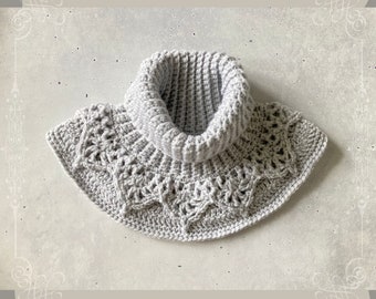 Georgia Lace Turtleneck Collar Crochet Pattern | Ribbed Collar Crochet Pattern | Crochet Cowl Pattern | Crochet Women Cowl Pattern