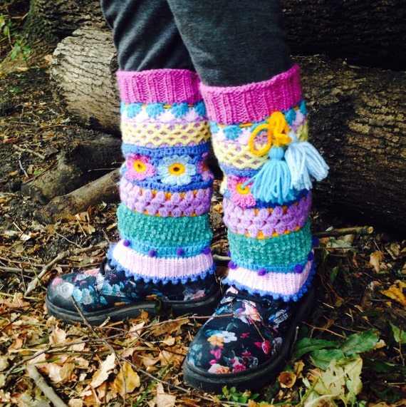 Crochet Pattern Leg Warmers for Girls Rainbow Colorful Leg Warmers Pattern Boot Cuff With Tassels Rainbow Leg Warmers Crochet Pattern Etsy