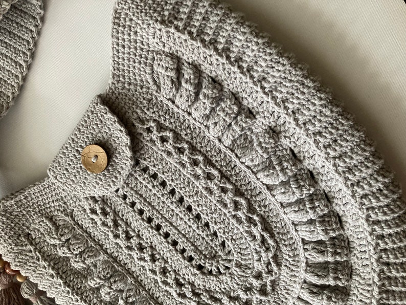 Reia Crochet Boho Bag Pattern, Large Capacity Crochet Purse Pattern in Grey