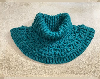 Turquoise Neck Warmer Crochet Pattern | Neck Warmer Bobbles Crochet Pattern | Crochet Pattern Women Neck Warmers | One Skein Gift Idea