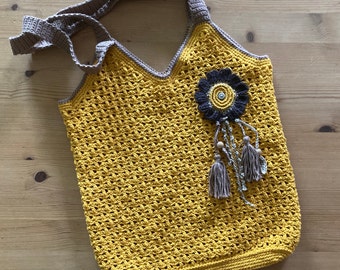 Daylight Crochet Tote Bag Pattern | Crochet Shoulder Bag Pattern | Market Bag Pattern | One Piece Crochet Pattern | Boho Bag Crochet Pattern
