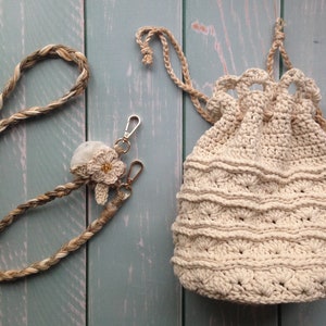 Crochet Bucket bag with drawstring closure