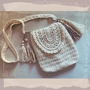 Motif au crochet de sac Lei | Motif de sac à bandoulière bohème en dentelle | Modèle de sac d&#39;été au crochet pour les essentiels | Sac à bandoulière bohème motif crochet
