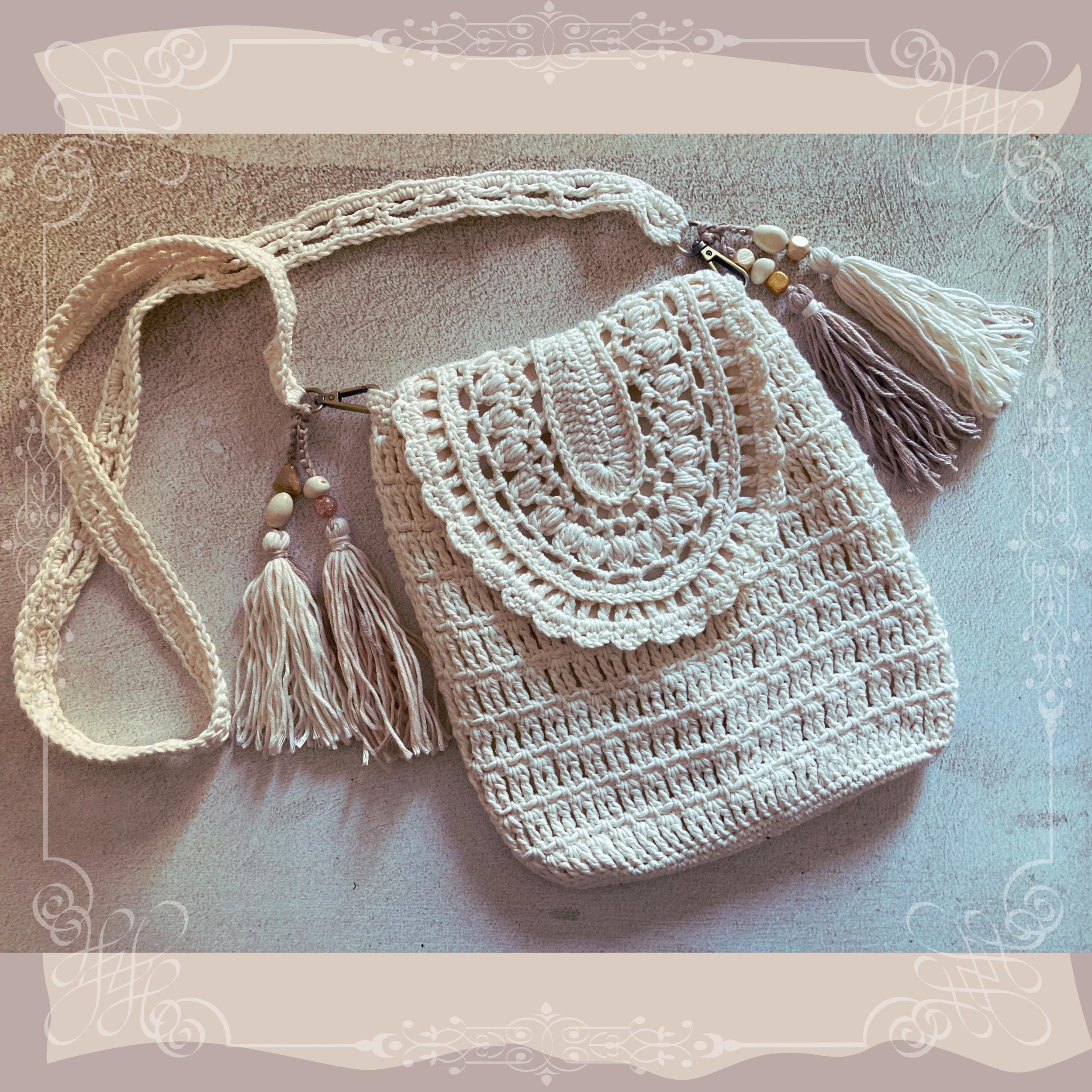 30 Boho Bag Crochet Patterns for Fringe, Florals, and Everyday Texture 28 Lei Lacy Boho Crossbody Bag Pattern