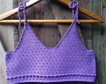 Violet Crochet Top Pattern | Crop Top with tied at shoulders straps | Crop Top Crochet Pattern | How to Crochet Crop Top Beginner Tutorial