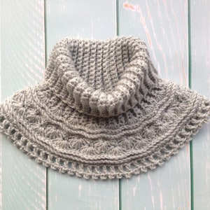 Grey Sea Waves Crochet Neck Warmer Pattern Easy Cowl Crochet Pattern Crochet Pattern Women Cowls with Simple Patterns image 4