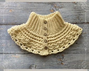 Aurora Buttoned Neckwarmer Pattern | Crochet Collar in Victorian Style | Advanced Crochet Cowl with Buttons Pattern | Bohemian