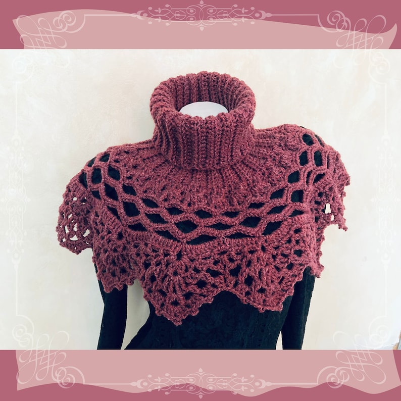 Mystery Cowl Neck Warmer Crochet Pattern Advanced Crochet Cowl Pattern Turtleneck Crochet Pattern for Cowl image 1