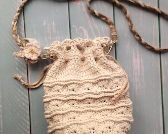 White Shell Boho Crochet Bag Pattern | Summer Bucket Bag Boho Crochet Pattern | How to Crochet Boho Bag Drawstring Crochet Pattern