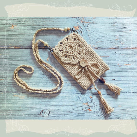 Heather Bohemian Phone Bag Crochet Pattern | Phone Bag with a Flap Crochet Pattern | Boho Phone Neck Bag Pattern | Crochet Phone Bag Pattern
