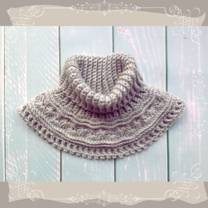 Grey Sea Waves Crochet Neck Warmer Pattern Easy Cowl Crochet Pattern Crochet Pattern Women Cowls with Simple Patterns image 1