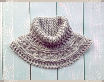Grey Sea Waves Crochet Neck Warmer Pattern | Easy Cowl Crochet Pattern | Crochet Pattern Women Cowls with Simple Patterns