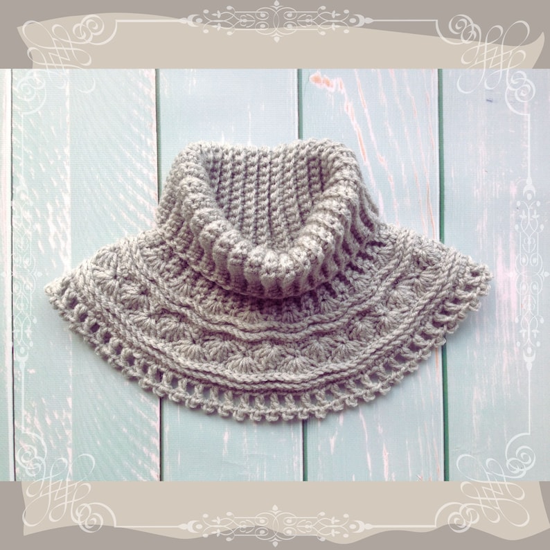 Grey Sea Waves Crochet Neck Warmer Pattern Easy Cowl Crochet Pattern Crochet Pattern Women Cowls with Simple Patterns image 1