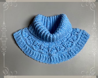 Cerulean Blue Crochet Neck Warmer Pattern | Advanced Crochet Neckwarmer Pattern | Crochet Patern for a Neckwarmer with Turtleneck