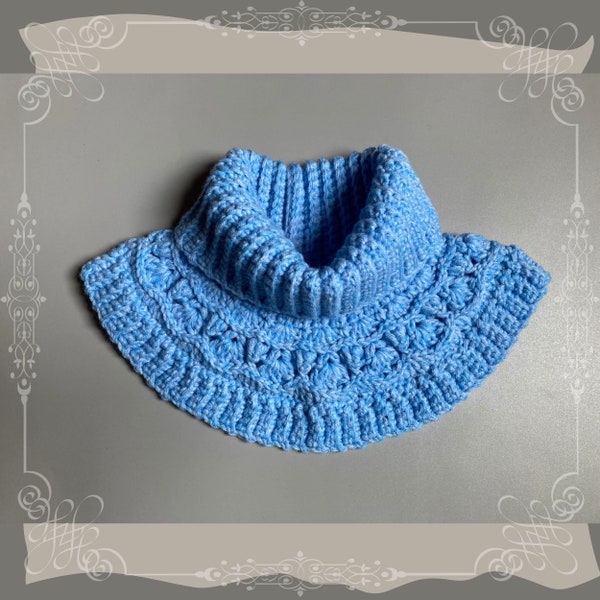 Cerulean Blue Crochet Neck Warmer Pattern | Advanced Crochet Neckwarmer Pattern | Crochet Patern for a Neckwarmer with Turtleneck