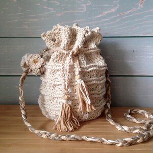 Crochet Bucket bag with drawstring closure