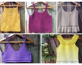 5 PATTERNS Summer Crochet Tops: different sizes of crochet summer tops for intermediate and advanced crocheters|Written patterns, charts