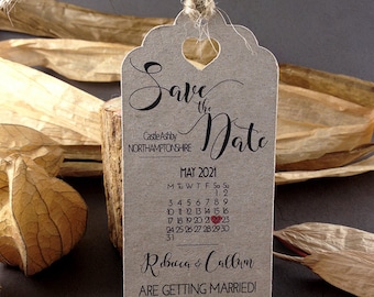 Save the Date Personalised Venue, Date and Names ARE GETTING MARRIED Wedding Tags incl. envelopes and twine