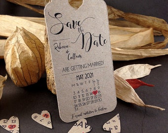 Save the Date Personalised Names and Date ARE GETTING MARRIED Wedding Tag with envelopes and twine