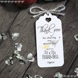 Special Day Personalised Thank You Wedding Favour Gift Tags Thank You for Sharing our Special Day Contemporary Lovebirds White Sm image 2