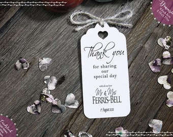 Special Day Thank You - Personalised Wedding Favour Gift Tags - Contemporary Plain