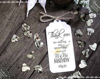 Special Day - Personalised Wedding Card Favour Tags - Thank You For Sharing Our Special Day - Contemporary Lovebirds Lg White Card