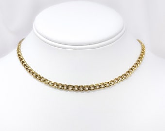 Gold plated stainless steel dainty curb chain choker necklace, custom size necklace, adjustable resizable necklace, unisex jewelry gifts