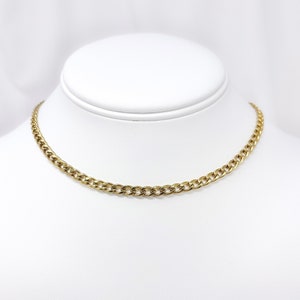 Gold plated stainless steel dainty curb chain choker necklace, custom size necklace, adjustable resizable necklace, unisex jewelry gifts